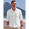 image:imageCOOFANDY Men Linen Cuban Guayabera Shirts  Long Sleeve Dress amp Beach Wedding Shirts