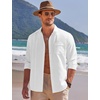 image:imageCOOFANDY Men Linen Cuban Guayabera Shirts  Long Sleeve Dress amp Beach Wedding Shirts