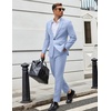 image:imageCOOFANDY Men Suits Classic Fit 2 Piece Suit Set One Button Casual Blazer Wedding Bussiness Suit SeparatesLight Blue