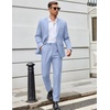 image:imageCOOFANDY Men Suits Classic Fit 2 Piece Suit Set One Button Casual Blazer Wedding Bussiness Suit SeparatesLight Blue