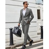 image:imageCOOFANDY Men Suits Classic Fit 2 Piece Suit Set One Button Casual Blazer Wedding Bussiness Suit SeparatesLinen Gray