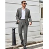 image:imageCOOFANDY Men Suits Classic Fit 2 Piece Suit Set One Button Casual Blazer Wedding Bussiness Suit SeparatesLinen Gray