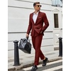 image:imageCOOFANDY Men Suits Classic Fit 2 Piece Suit Set One Button Casual Blazer Wedding Bussiness Suit SeparatesRed