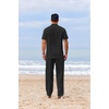 image:imageCOOFANDY Mens 2 Piece Cotton Sets Casual Short Sleeve Henley Shirts and Beach Pants with Pockets Summer Vacation OutfitsAblack