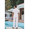 image:imageCOOFANDY Mens 2 Piece Cotton Sets Casual Short Sleeve Henley Shirts and Beach Pants with Pockets Summer Vacation OutfitsAwhite