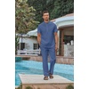 image:imageCOOFANDY Mens 2 Piece Cotton Sets Casual Short Sleeve Henley Shirts and Beach Pants with Pockets Summer Vacation OutfitsZdenim Blue