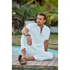 image:imageCOOFANDY Mens 2 Piece Cotton Sets Casual Short Sleeve Henley Shirts and Beach Pants with Pockets Summer Vacation OutfitsZlight Blue