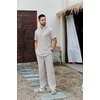 image:imageCOOFANDY Mens 2 Piece Cotton Sets Casual Short Sleeve Henley Shirts and Beach Pants with Pockets Summer Vacation OutfitsZlight Grey