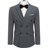 image:imageCOOFANDY Mens 2 Piece Double Breasted Suits Slim Fit Tuxedo Jacket and Dress Pants Set for Wedding Business PromHeather Grey