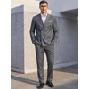 image:imageCOOFANDY Mens 2 Piece Double Breasted Suits Slim Fit Tuxedo Jacket and Dress Pants Set for Wedding Business PromHeather Grey