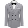 image:imageCOOFANDY Mens 2 Piece Double Breasted Suits Slim Fit Tuxedo Jacket and Dress Pants Set for Wedding Business PromLight Grey
