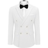 image:imageCOOFANDY Mens 2 Piece Double Breasted Suits Slim Fit Tuxedo Jacket and Dress Pants Set for Wedding Business PromWhite