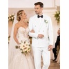 image:imageCOOFANDY Mens 2 Piece Double Breasted Suits Slim Fit Tuxedo Jacket and Dress Pants Set for Wedding Business PromWhite