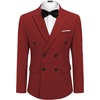 image:imageCOOFANDY Mens 2 Piece Double Breasted Suits Slim Fit Tuxedo Jacket and Dress Pants Set for Wedding Business PromWine Red