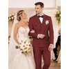 image:imageCOOFANDY Mens 2 Piece Double Breasted Suits Slim Fit Tuxedo Jacket and Dress Pants Set for Wedding Business PromWine Red
