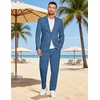 image:imageCOOFANDY Mens 2 Piece Linen Suits Set Casual Lightweight Linen Suit Blazer Jacket and PantsBlue