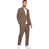 image:imageCOOFANDY Mens 2 Piece Linen Suits Set Casual Lightweight Linen Suit Blazer Jacket and PantsBrown