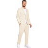 image:imageCOOFANDY Mens 2 Piece Linen Suits Set Casual Lightweight Linen Suit Blazer Jacket and PantsCream