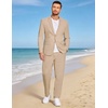 image:imageCOOFANDY Mens 2 Piece Linen Suits Set Casual Lightweight Linen Suit Blazer Jacket and PantsKhaki