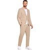 image:imageCOOFANDY Mens 2 Piece Linen Suits Set Casual Lightweight Linen Suit Blazer Jacket and PantsKhaki
