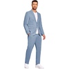 image:imageCOOFANDY Mens 2 Piece Linen Suits Set Casual Lightweight Linen Suit Blazer Jacket and PantsLight Blue