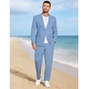 image:imageCOOFANDY Mens 2 Piece Linen Suits Set Casual Lightweight Linen Suit Blazer Jacket and PantsLight Blue