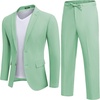 image:imageCOOFANDY Mens 2 Piece Linen Suits Set Casual Lightweight Linen Suit Blazer Jacket and PantsLight Green