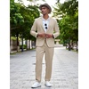 image:imageCOOFANDY Mens 2 Piece Linen Suits Set Casual Lightweight Linen Suit Blazer Jacket and PantsLight Khaki