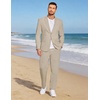 image:imageCOOFANDY Mens 2 Piece Linen Suits Set Casual Lightweight Linen Suit Blazer Jacket and PantsLight Khaki