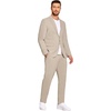 image:imageCOOFANDY Mens 2 Piece Linen Suits Set Casual Lightweight Linen Suit Blazer Jacket and PantsLight Khaki