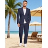 image:imageCOOFANDY Mens 2 Piece Linen Suits Set Casual Lightweight Linen Suit Blazer Jacket and PantsNavy Blue