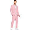 image:imageCOOFANDY Mens 2 Piece Linen Suits Set Casual Lightweight Linen Suit Blazer Jacket and PantsPink