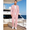 image:imageCOOFANDY Mens 2 Piece Linen Suits Set Casual Lightweight Linen Suit Blazer Jacket and PantsPink