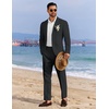 image:imageCOOFANDY Mens 2 Piece Linen Suits Set Regular Fit Casual Linen Lightweight Suit Summer Beach WeddingBlack