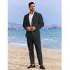 image:imageCOOFANDY Mens 2 Piece Linen Suits Set Regular Fit Casual Linen Lightweight Suit Summer Beach WeddingBlack