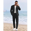 image:imageCOOFANDY Mens 2 Piece Linen Suits Set Regular Fit Casual Linen Lightweight Suit Summer Beach WeddingBlack