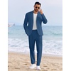 image:imageCOOFANDY Mens 2 Piece Linen Suits Set Regular Fit Casual Linen Lightweight Suit Summer Beach WeddingBlue