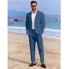 image:imageCOOFANDY Mens 2 Piece Linen Suits Set Regular Fit Casual Linen Lightweight Suit Summer Beach WeddingBlue