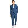 image:imageCOOFANDY Mens 2 Piece Linen Suits Set Regular Fit Casual Linen Lightweight Suit Summer Beach WeddingBlue