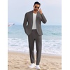 image:imageCOOFANDY Mens 2 Piece Linen Suits Set Regular Fit Casual Linen Lightweight Suit Summer Beach WeddingDark Grey