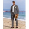 image:imageCOOFANDY Mens 2 Piece Linen Suits Set Regular Fit Casual Linen Lightweight Suit Summer Beach WeddingDark Grey