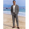 image:imageCOOFANDY Mens 2 Piece Linen Suits Set Regular Fit Casual Linen Lightweight Suit Summer Beach WeddingDark Grey