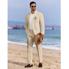 image:imageCOOFANDY Mens 2 Piece Linen Suits Set Regular Fit Casual Linen Lightweight Suit Summer Beach WeddingKhaki