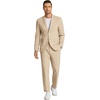 image:imageCOOFANDY Mens 2 Piece Linen Suits Set Regular Fit Casual Linen Lightweight Suit Summer Beach WeddingKhaki