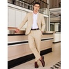 image:imageCOOFANDY Mens 2 Piece Linen Suits Set Regular Fit Casual Linen Lightweight Suit Summer Beach WeddingKhaki