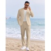 image:imageCOOFANDY Mens 2 Piece Linen Suits Set Regular Fit Casual Linen Lightweight Suit Summer Beach WeddingKhaki