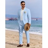 image:imageCOOFANDY Mens 2 Piece Linen Suits Set Regular Fit Casual Linen Lightweight Suit Summer Beach WeddingLight Blue