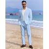 image:imageCOOFANDY Mens 2 Piece Linen Suits Set Regular Fit Casual Linen Lightweight Suit Summer Beach WeddingLight Blue