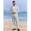 image:imageCOOFANDY Mens 2 Piece Linen Suits Set Regular Fit Casual Linen Lightweight Suit Summer Beach WeddingLight Green