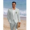 image:imageCOOFANDY Mens 2 Piece Linen Suits Set Regular Fit Casual Linen Lightweight Suit Summer Beach WeddingLight Green